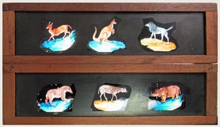 FIFTEEN HAND-COLOURED LANTERN SLIDES, ANIMALS, BIRDS, CLOWNS.