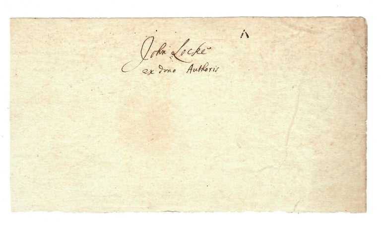 Item #18105 AN AUTOGRAPH SIGNATURE AND. John Locke