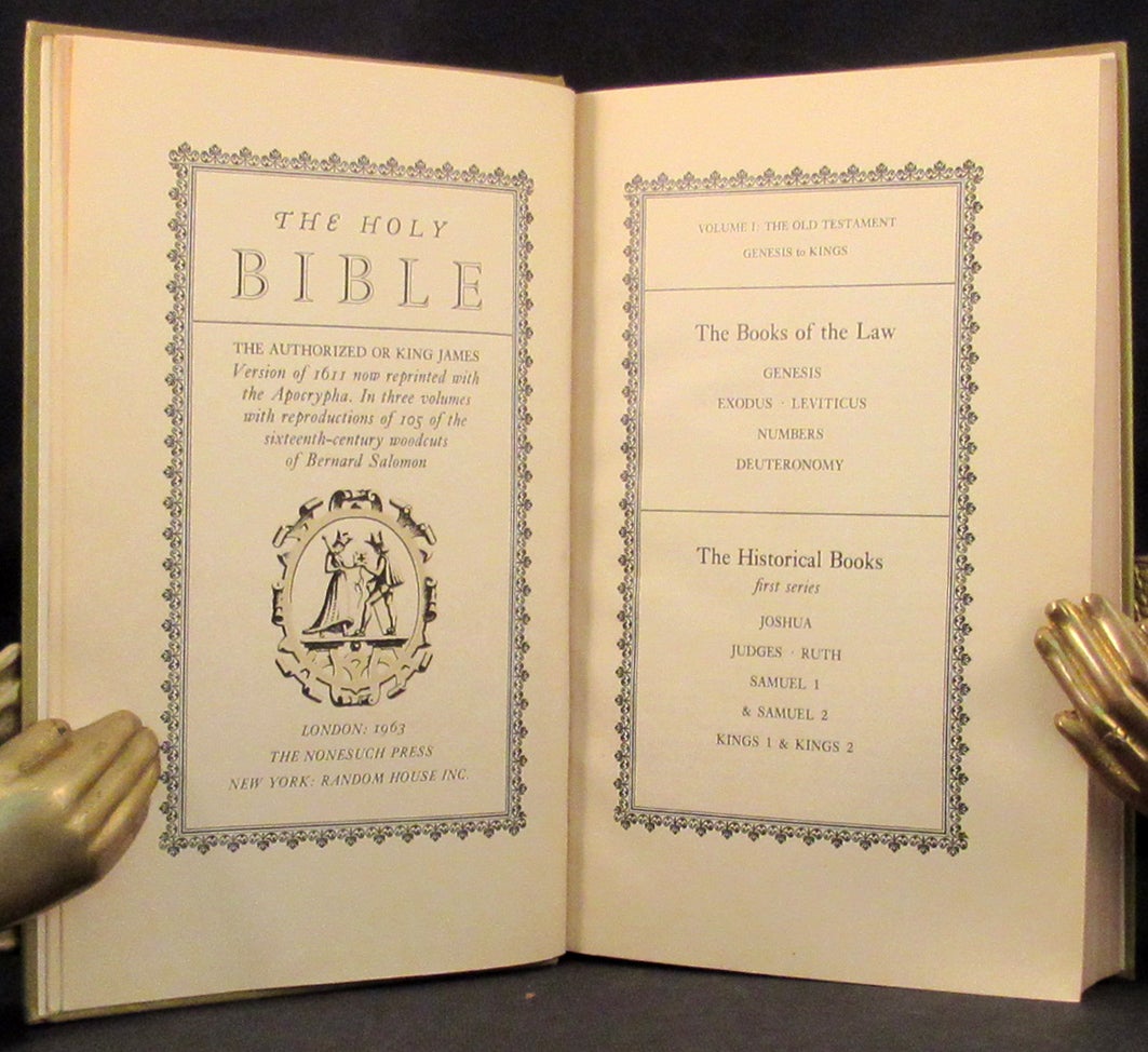 Item #24978 THE HOLY BIBLE. The Authorized or King James Version of 1611... Volume I: Genesis to Kings; Volume II: Chronicles to Malachi. Bible Nonesuch Press, Old Testament.