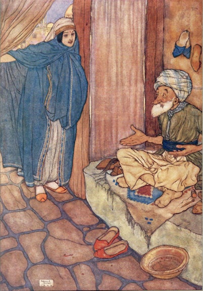 Item #27291 STORIES FROM THE ARABIAN NIGHTS, Retold by Laurence Housman. Edmund Dulac, Arabian Nights, Arab Literature.