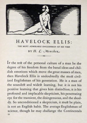 HAVELOCK ELLIS IN APPRECIATION... With an Unpublished Letter by Thomas Hardy to Havelock Ellis, and a Foreword by Isaac Goldberg...