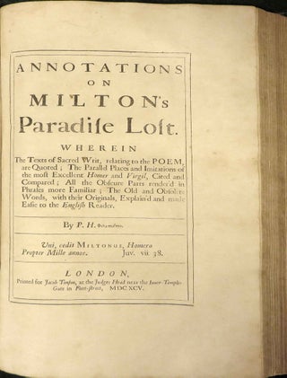 THE POETICAL WORKS OF MR. JOHN MILTON. Containing, PARADISE LOST, PARADISE REGAIN'D, SAMSON AGONISTES, and his POEMS ON SEVERAL OCCASIONS. Together With Explanatory NOTES ON ON EACH BOOK OF THE PARADISE LOST, and a TABLE never before Printed.