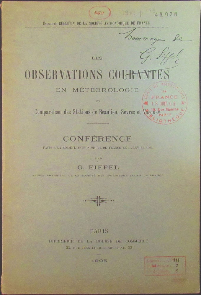 Item #29715 LES OBSERVATIONS COURANTES EN. Gustave Eiffel