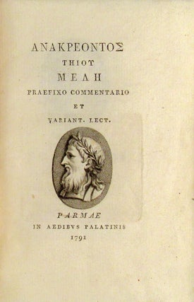 ANAKPEONTO£ THIO¥ MEAH Praefixo Commentario Et Variant. Lect. [in Greek and Latin]