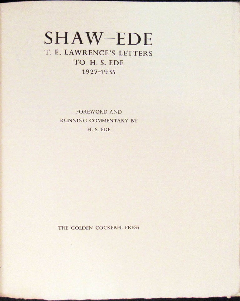 Item #30559 SHAW-EDE T.E. Lawrence's Letters. T. E. Lawrence, H. S. Ede