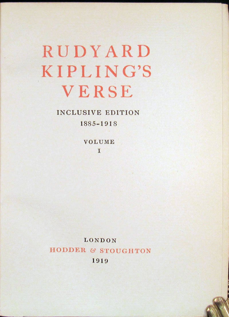 Item #30913 RUDYARD KIPLING'S VERSE. Inclusive Edition 1885-1918. Rudyard Kipling.