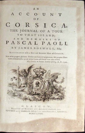 AN ACCOUNT OF CORSICA, The Journal of a Tour to that Island; and Memoirs of Pascal Paoli