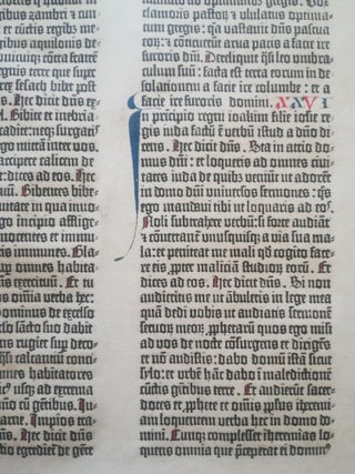 A LEAF FROM THE GUTENBERG BIBLE: From the Book of Jeremiah [25:19 to 27:6]