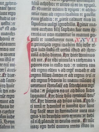 A LEAF FROM THE GUTENBERG BIBLE: From the Book of Jeremiah [25:19 to 27:6]