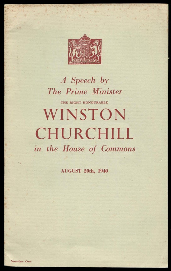 Item #32904 A SPEECH BY THE. Winston Churchill