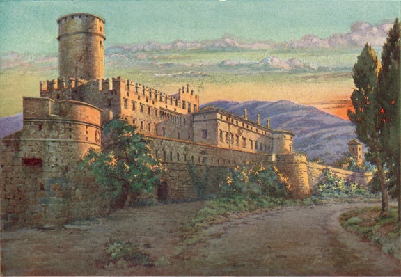Item #32910 THE CASTLES OF ITALY. Colourplate Italy, C. T. G. Formilli, Author of "The Stones of...